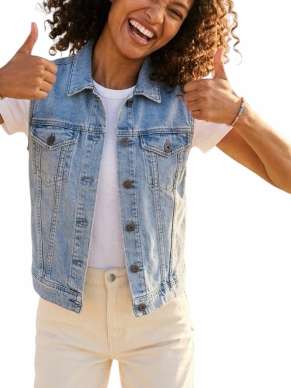 AG Adriano Goldschmied Sample Line Denim Vest Small Made in USA Light Wash